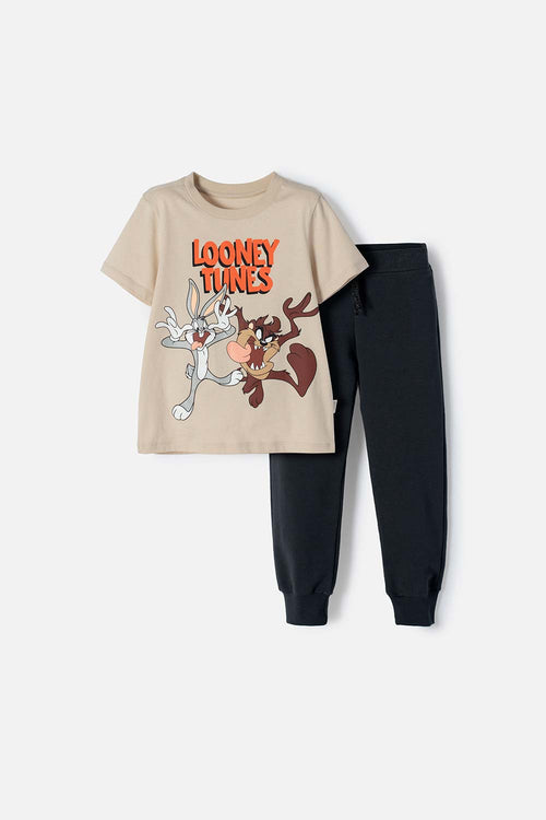 Card slide image -  CONJUNTO DE LOS LOONEY TUNES CAQUI Y GRIS CON JOGGER PARA NIÑO 2T A 5T
