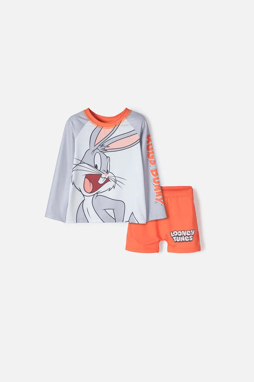 Card slide image -  CONJUNTO DE BAÑO LOONEY TUNES NARANJA, GRIS Y BLANCO PARA NIÑO 2T A 5T