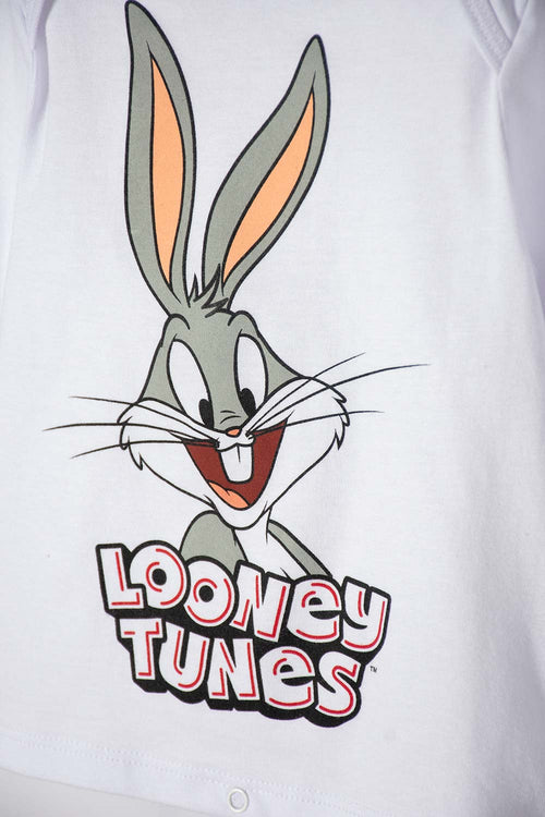 Card slide image -  PIJAMA DE LOS LOONEY TUNES BLANCA Y GRIS MANGA LARGA PARA BEBÉ NIÑO