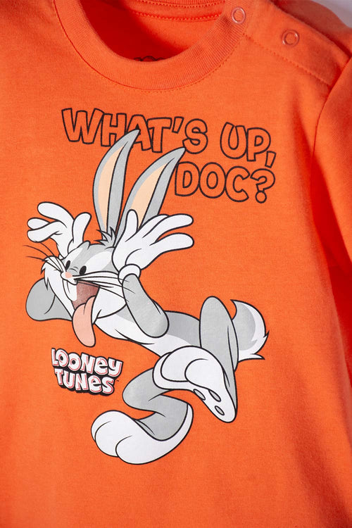 Card slide image -  CONJUNTO DE LOS LOONEY TUNES CAQUI Y NARANJA DE PANTALÓN LARGO PARA BEBÉ NIÑO