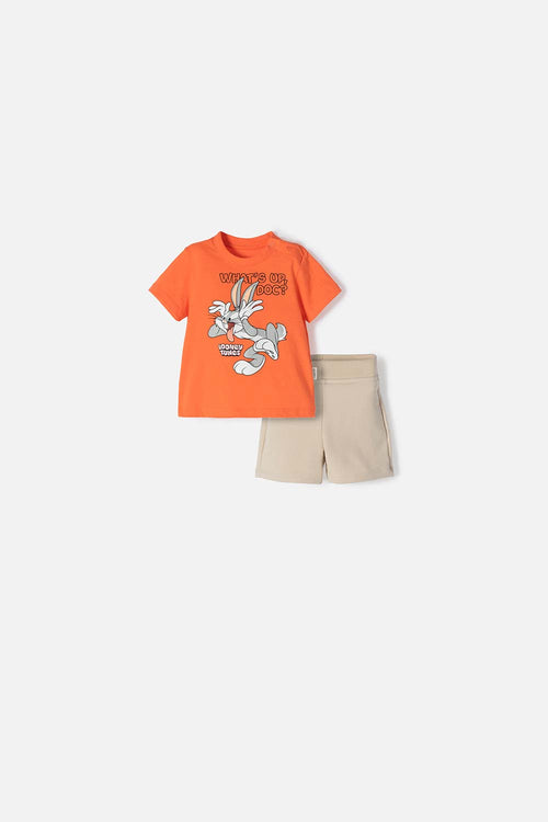 Card slide image -  CONJUNTO DE LOS LOONEY TUNES CAQUI Y NARANJA PARA BEBÉ NIÑO