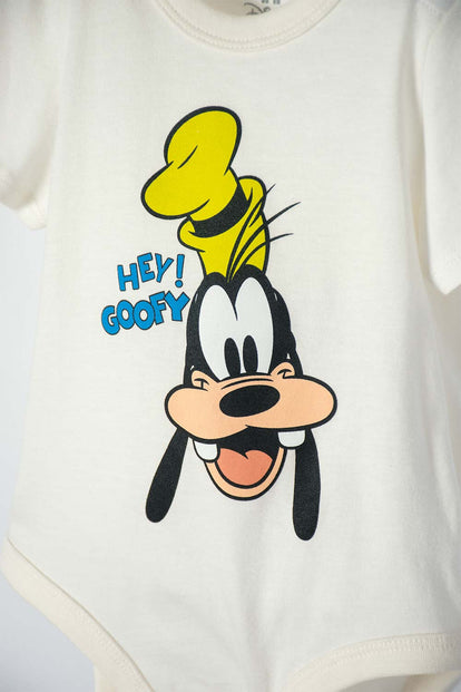 BODIE DE GOOFY MARFIL CON AJUSTE EN ENTREPIERNA PARA BEBÉ NIÑO