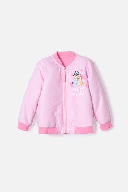 CHAQUETA DE BLUEY CON CIERRE ROSADA PARA NIÑA 2T A 6T