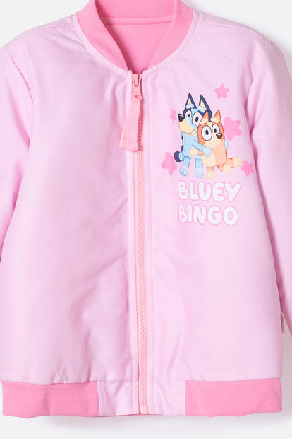 CHAQUETA DE BLUEY CON CIERRE ROSADA PARA NIÑA 2T A 6T