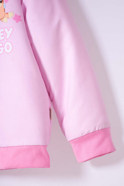 CHAQUETA DE BLUEY CON CIERRE ROSADA PARA NIÑA 2T A 6T