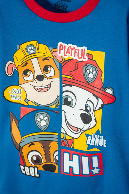  PIJAMA DE PAW PATROL CON PANTALÓN LARGO AZUL Y ROJO PARA NIÑO 2T A 6T