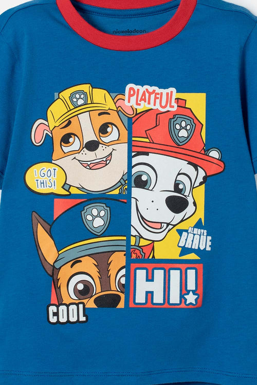 Card slide image -  PIJAMA DE PAW PATROL CON PANTALÓN LARGO AZUL Y ROJO PARA NIÑO 2T A 6T