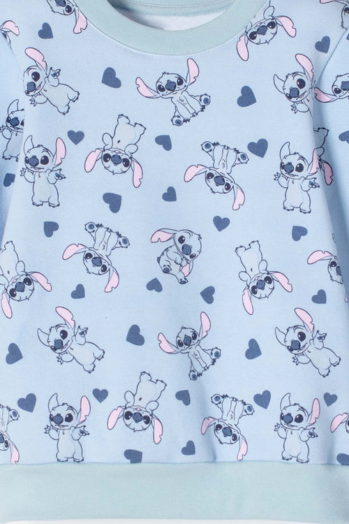 CONJUNTO DE STITCH PANTALÓN LARGO AZUL PARA NIÑA 2T A 5T