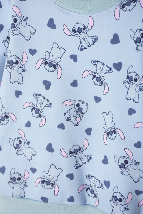 CONJUNTO DE STITCH PANTALÓN LARGO AZUL PARA NIÑA 2T A 5T