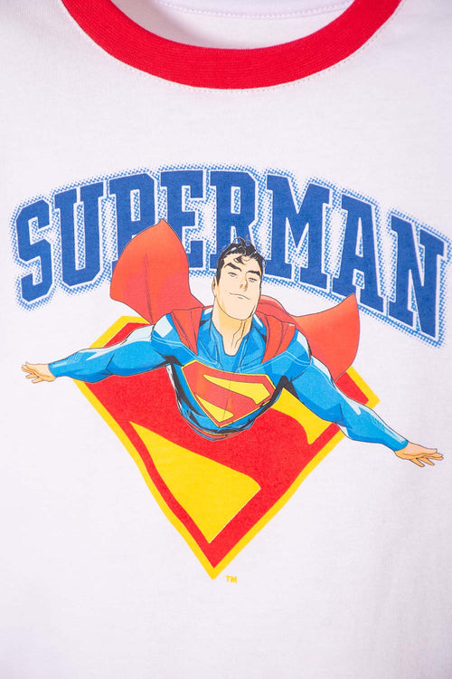 Card slide image -  CAMISETA DE SUPERMAN MANGA CORTA BLANCO Y ROJO PARA NIÑO 2T A 5T