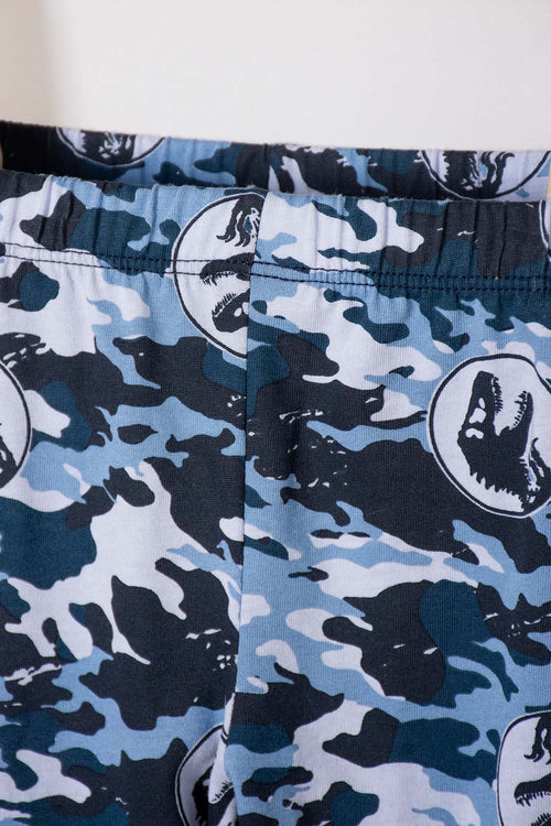 Card slide image -  PIJAMA DE JURASSIC WORLD GRIS Y AZUL DE PANTALÓN LARGO PARA NIÑO 2T A 5T
