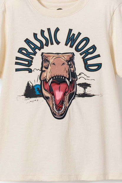 CAMISETA DE JURASSIC WORLD CAFÉ MANGA CORTA PARA NIÑO 2T A 5T
