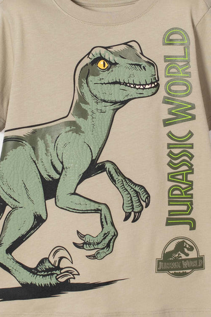 CAMISETA DE JURASSIC WORLD VERDE ESTAMPADA EN FRENTE PARA NIÑO 2T A 5T