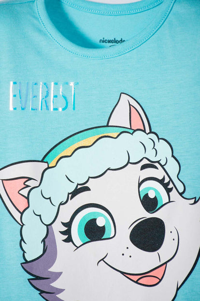 CAMISETA DE PAW PATROL MANGA CORTA TURQUESA PARA NIÑA 2T A 6T
