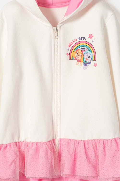 BUZO DE PAW PATROL CON CIERRE MARFIL Y ROSADO PARA NIÑA 2T A 6T