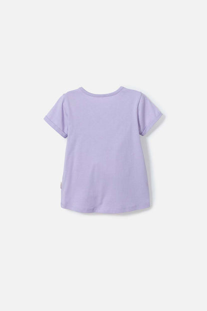 CAMISETA DE HELLO KITTY LILA ESTAMPADA EN FRENTE PARA NIÑA 2T A 5T