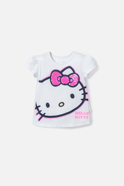  CAMISETA DE HELLO KITTY BLANCA MANGA CORTA PARA NIÑA 2T A 5T