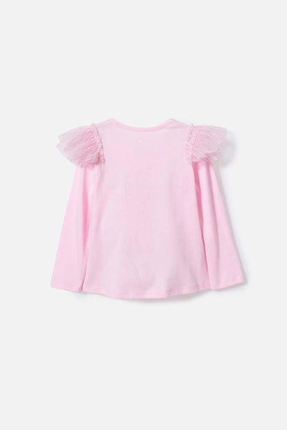 CAMISETA DE HELLO KITTY ROSADA MANGA LARGA PARA NIÑA 2T A 5T