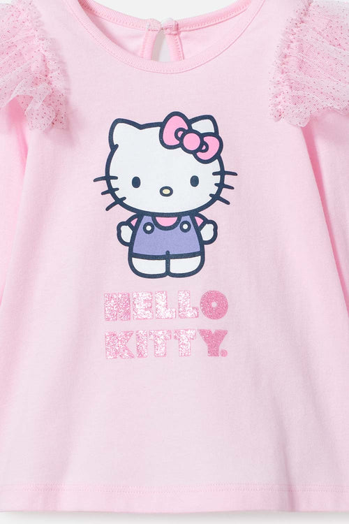 Card slide image -  CAMISETA DE HELLO KITTY ROSADA MANGA LARGA PARA NIÑA 2T A 5T