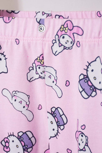 PIJAMA DE HELLO KITTY BLANCA Y ROSADA DE CAMISETA MANGA LARGA PARA BEBÉ NIÑA