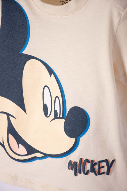  CAMISETA DE MICKEY MOUSE MARFIL OSCURO MANGA LARGA PARA NIÑO 2T A 5T