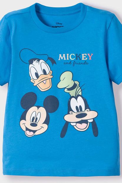  PIJAMA DE MICKEY MOUSE AZUL Y MARFIL OSCURO DE PANTALÓN LARGO PARA NIÑO 2T A 5T