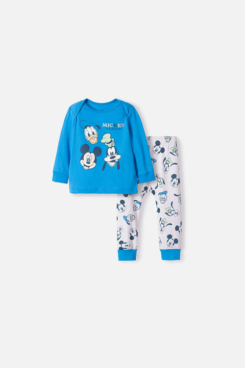 Card slide image -  PIJAMA DE MICKEY MOUSE AZUL MANGA LARGA PARA BEBÉ NIÑO