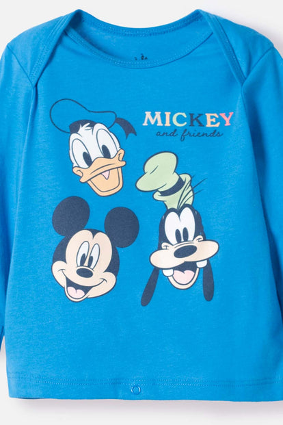 PIJAMA DE MICKEY MOUSE AZUL MANGA LARGA PARA NIÑO 2T A 5T