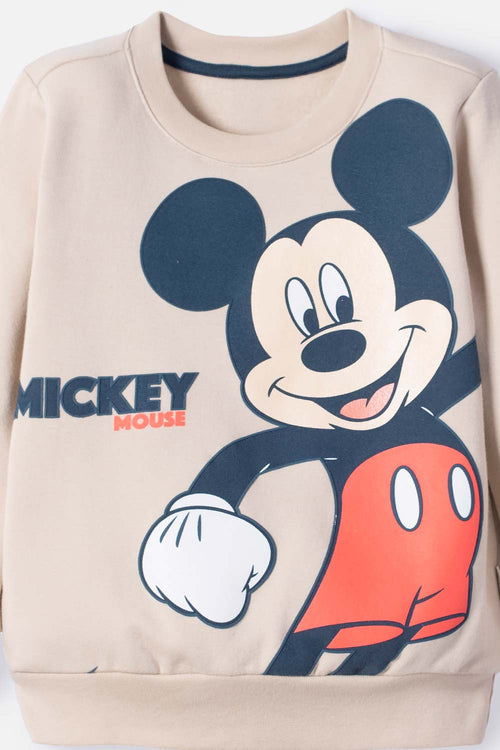 Card slide image -  BUZO DE MICKEY MOUSE CAQUI ESTAMPADO EN FRENTE PARA NIÑO 2T A 5T
