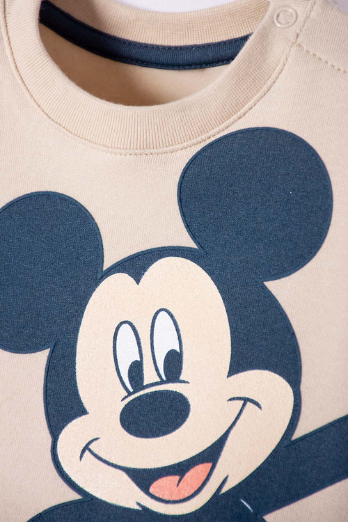 Card slide image -  BUZO DE MICKEY MOUSE CAQUI ESTAMPADO EN FRENTE PARA BEBÉ NIÑO