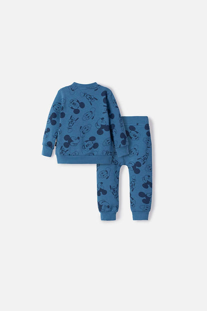 CONJUNTO DE MICKEY MOUSE AZUL DE PANTALÓN LARGO PARA NIÑO 2T A 5T