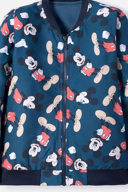 CHAQUETA DE MICKEY MOUSE AZUL OSCURA CON ESTAMPADO ALLOVER PARA NIÑO 2T A 5T