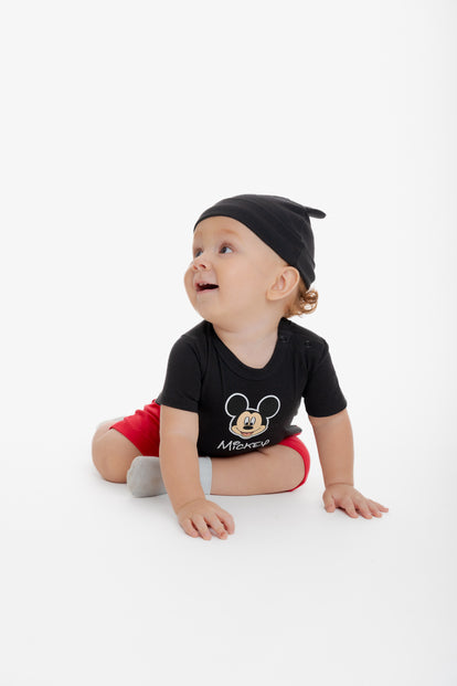 ENTERIZO DE MICKEY MOUSE CON BROCHES MULTICOLOR PARA BEBÉ NIÑO