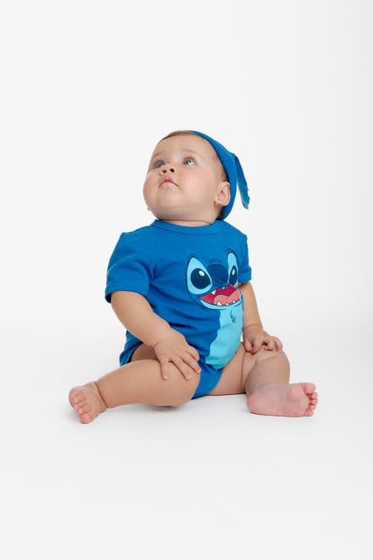 BODIE DE STITCH CON GORRO AZUL PARA BEBÉ NIÑA