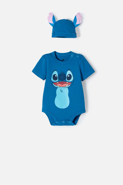 BODIE DE STITCH CON GORRO AZUL PARA BEBÉ NIÑA
