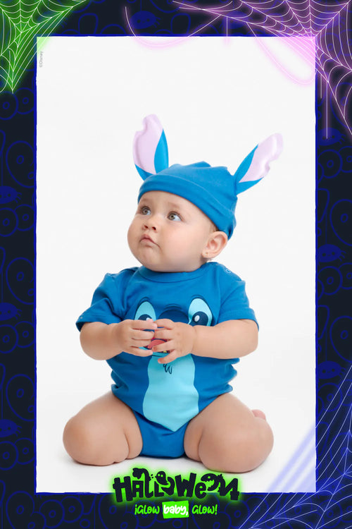 BODIE DE STITCH CON GORRO AZUL PARA BEBÉ NIÑA