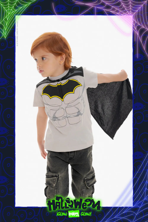 CAMISETA DE BATMAN CON CAPA MULTICOLOR PARA 2T A 5T