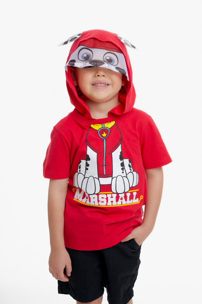 CAMISETA DE PAW PATROL CON CAPUCHA ROJO PARA NIÑO 2T A 6T