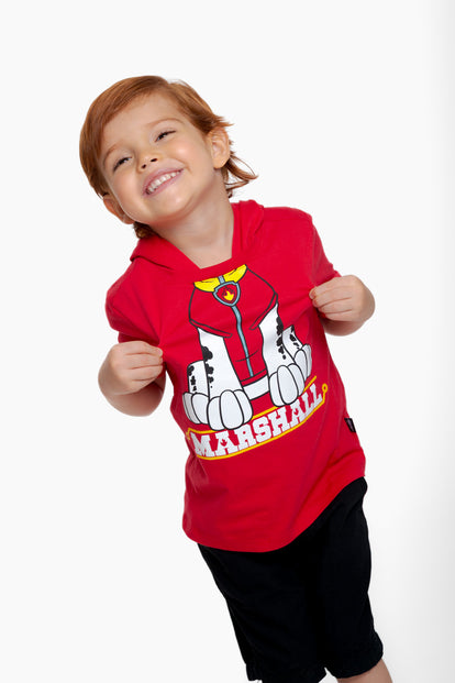 CAMISETA DE PAW PATROL CON CAPUCHA ROJO PARA NIÑO 2T A 6T