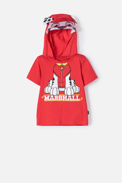 CAMISETA DE PAW PATROL CON CAPUCHA ROJO PARA NIÑO 2T A 6T