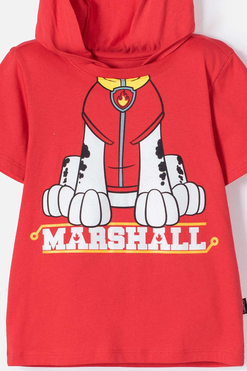 CAMISETA DE PAW PATROL CON CAPUCHA ROJO PARA NIÑO 2T A 6T