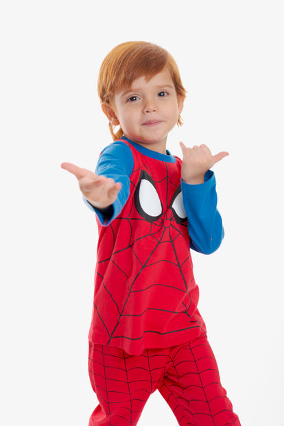 PIJAMA DE SPIDERMAN CON PANTALÓN LARGO PARA NIÑO 2T A 5T