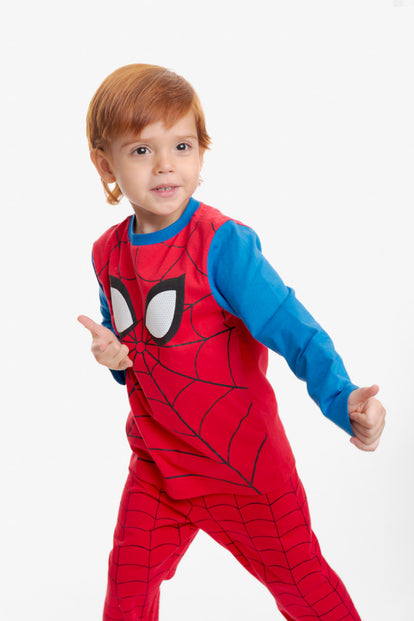PIJAMA DE SPIDERMAN CON PANTALÓN LARGO PARA NIÑO 2T A 5T