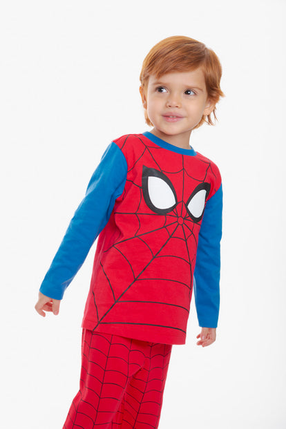 PIJAMA DE SPIDERMAN CON PANTALÓN LARGO PARA NIÑO 2T A 5T