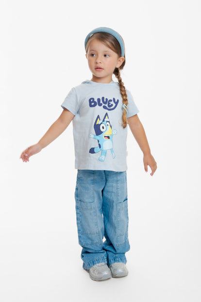 CAMISETA DE BLUEY CON CAPUCHA AZUL PARA NIÑA 2T A 6T