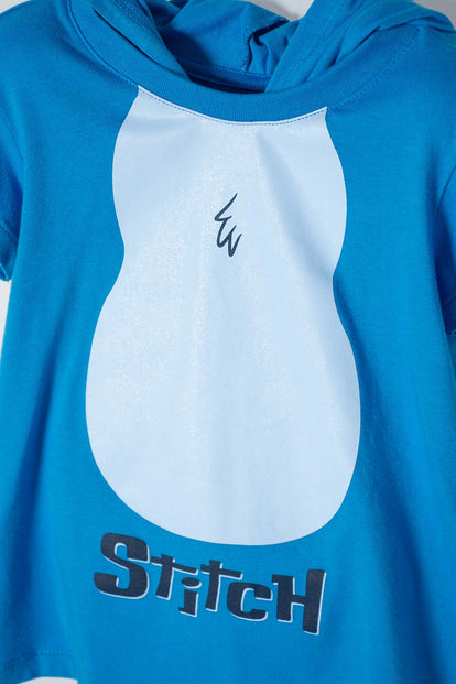 CAMISETA DE STITCH CON CAPUCHA AZUL PARA NIÑA 2T A 5T