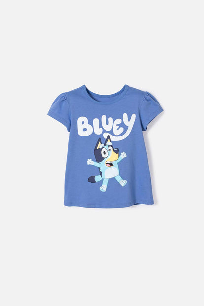  CAMISETA DE BLUEY MANGA CORTA AZUL PARA NIÑA 2T A 6T