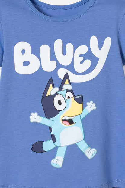  CAMISETA DE BLUEY MANGA CORTA AZUL PARA NIÑA 2T A 6T
