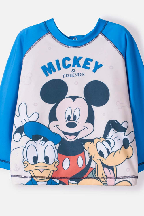 Card slide image -  CONJUNTO DE BAÑO DE MICKEY MOUSE AZUL MANGA LARGA PARA NIÑO 2T A 5T