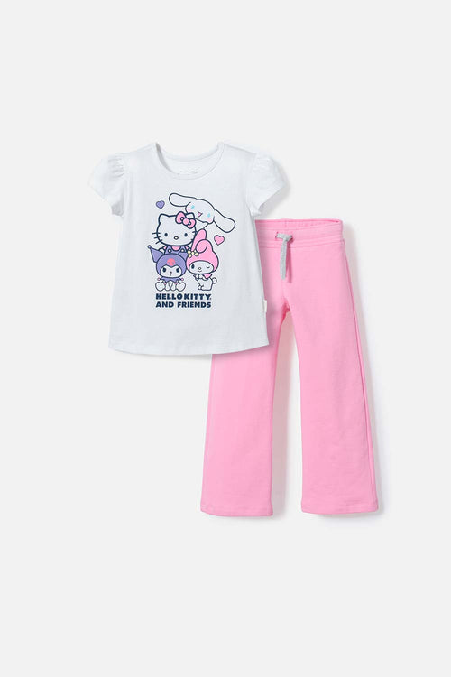 Card slide image -  CONJUNTO DE HELLO KITTY MULTICOLOR DE PANTALÓN LARGO PARA NIÑA 2T A 5T